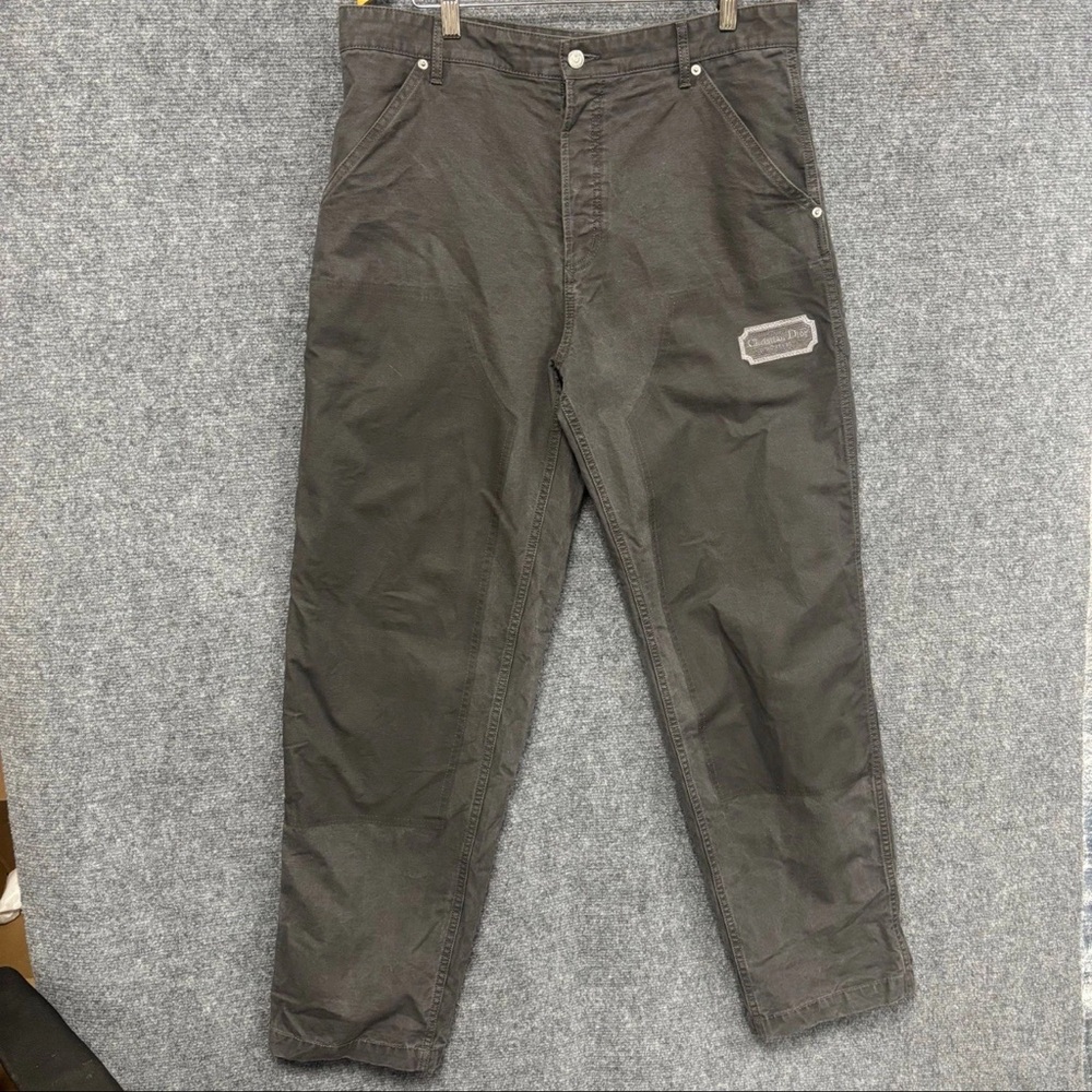 Christian Dior Gray Contrast Couture Embroidered Carpenter Pants 33